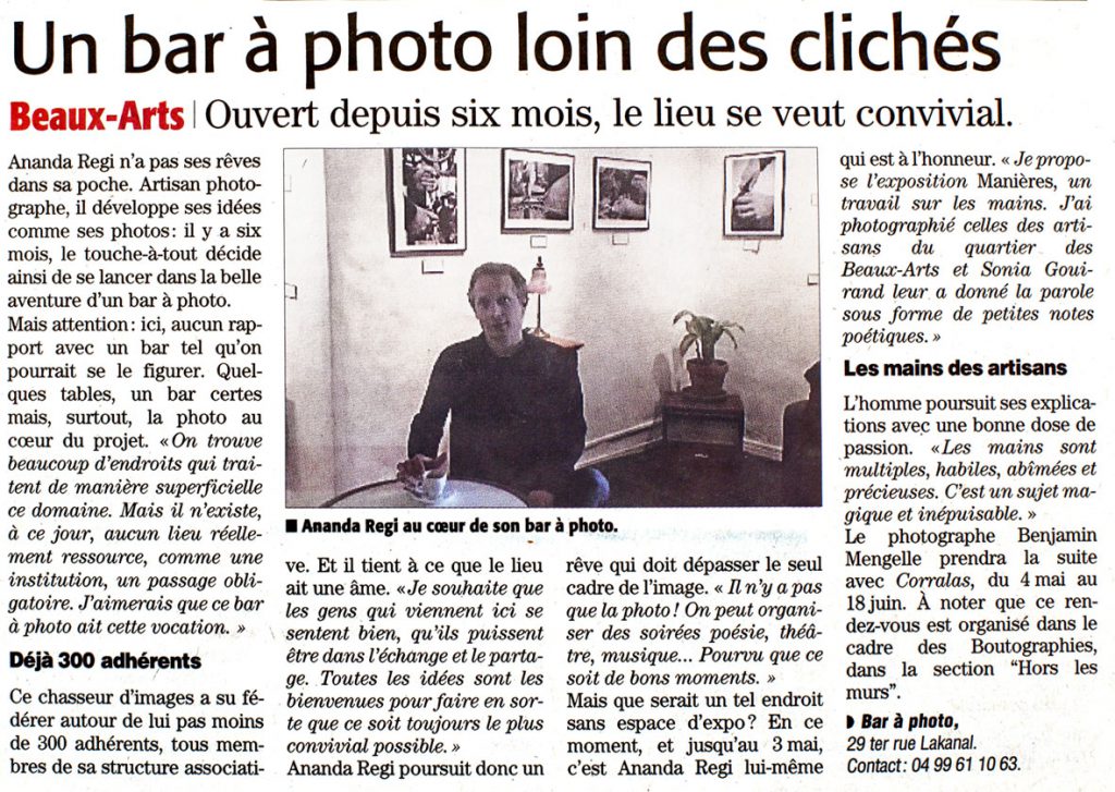 Le bar à Photo - Parution Midi Libre